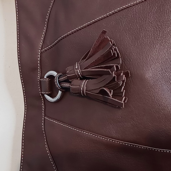 Sears- All Leather Shoulder Bag -Y2K/Bohemian/Minimalist- Brown - Picture 5 of 15